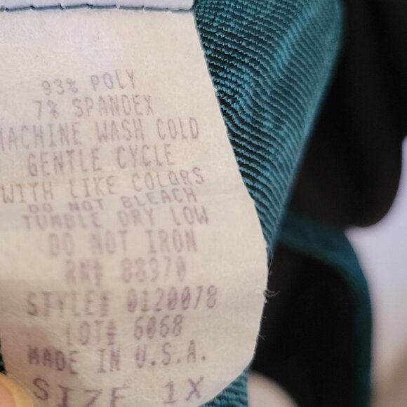 Vtg Ronni Nicole II Sport 1X Plus Blouse Tapestry shoulder pads turquoise EUC - Picture 8 of 11
